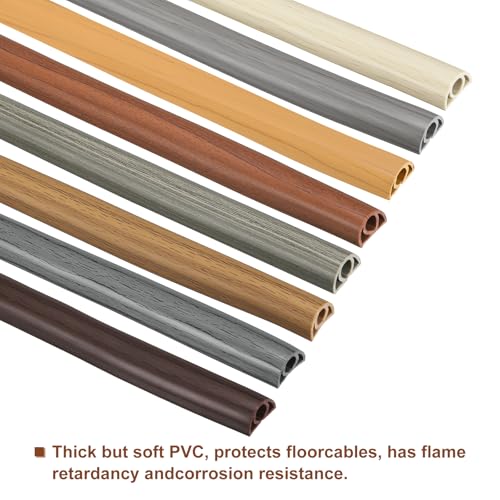 HARFINGTON 4ft Cord Cover Floor W0.3 x H0.3 Inner Channel PVC Hide Extension Cable Floor Wire Hider Wire Covers Protector for Prevent Cable Trips Cables Management, Wood Grey - color: Wood Grey, size: W0.3"xH0.3"x4ft
