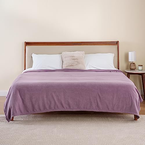 Berkshire Blanket Microfleece Queen Size Bed Blanket Lavender, Lightweight Soft Breathable Plush Micro Fleece Blanket for Bed Couch Sofa, 90x90 Inches - color: Lavender, size: Full/Queen