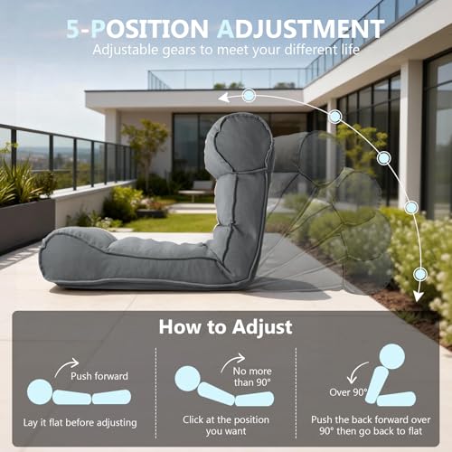 83'' Outdoor Chaise Lounge Chair with 5 Positions Adjustable Backrest Patio Lounger Lounge Chairs for Outside, Pool Lounge Chairs Sunbed Lounge Waterproof Sun Loungers for Garden Beach, Dark Gray - color: Dark Gray W Backrest