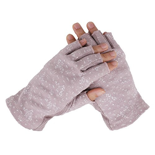 Lightweight Summer Fingerless Gloves Men Women UV Sun Protection Driving Cotton Gloves Nonslip Touchscreen Mittens - color: Cameo Brown