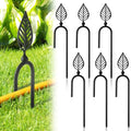 MorningRo 6 Pcs 8 Inch Garden Hose Guide Spike Metal Garden Stakes Holder Heavy Duty Metal Hose Guide for Plant Protection Lawn Yard(Leaf) - style: Leaf