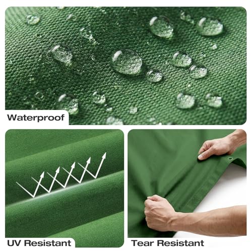 Canvas Tarp 10x12ft 21mil with Rustproof Grommets, Heavy Duty Waterproof Multipurpose Outdoor Tarpaulin Cover for Canopy Tent, Roof, Camping, Woodpile, Trailer - size: 10*12 Feet