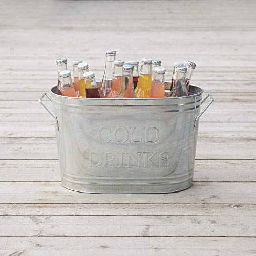 Twine Insulated Drink Galvanized Bucket, Beer and Beverage Tub, Metal Bucket, Ice Buckets for Parties, Holds 5.35 Gallons, Silver - style: Galvanized