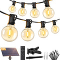 Brightever Solar String Lights Outdoor with Remote, 60FT 25+1 LED G40 Bulbs Shatterproof Patio Lights, IP65 Waterproof Dimmable Hanging Solar Power Globe LED Outdoor Lights for House, Market, Bistro - size: 60FT