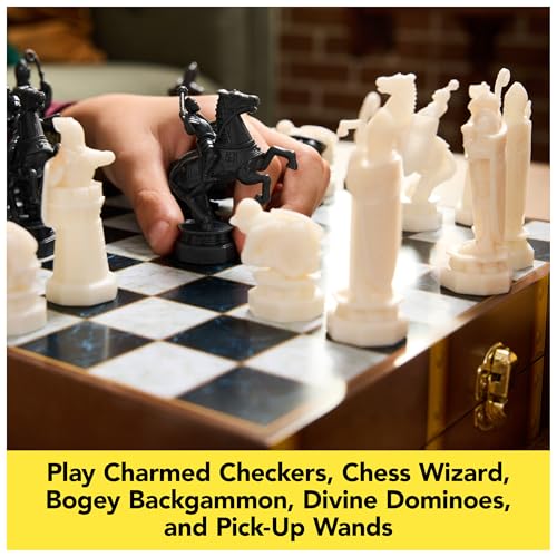 Spin Master Games, Wizarding World of Harry Potter Trunk of Games 6-in-1 Wooden Storage Box, for Muggle Fans of Harry Potter Movies, Chess Wizard, Pick-Up Wands & More, 2-4 Players, for Ages 8 & Up - color: 6-in-1 Game Box