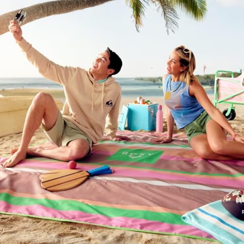 Roxy Sand-Free Beach Mat – Large Waterproof Outdoor Picnic Blanket, Lightweight Foldable Mat for Beach, Camping, Park, or Travel – Fits 4-6 People, Quick-Dry, Durable