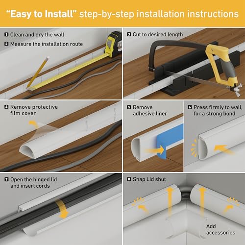 D-Line Medium Cable Raceway Accessory Pack, Join 1.18in x 0.59in Cord Cover Lengths, 10 Accessories Included, Hide Cords Around a Variety of Angles - Beige - color: Beige, size: 1.18x0.59in - 10 Accessories