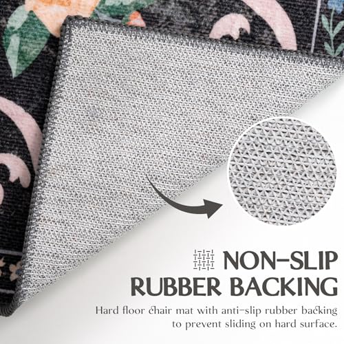 Black Rug Bow Floral Rug for Girls, 2x3 Washable Small Area Rug for for Entryway, Kitchen, Front Door Indoor Entrance, Non Slip Carpet for Bathroom Bedroom Living Room - color: Aa#black(bow Floral), size: 2' x 3' (Rectangular)