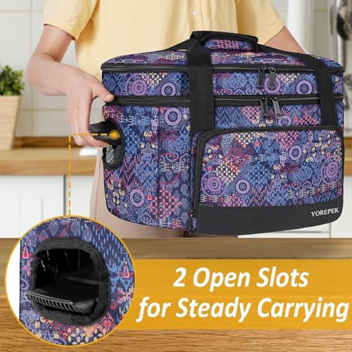 YOREPEK 2 Layer Slow Cooker Carrier, Compatible with 6, 7, 8 Quart Crock-Pot, Insulated Large Slow Cooker Travel Bag with Bottom Pad Lid Fasten Straps, for Family Gathering Potluck, Gift for Women - color: Colorful