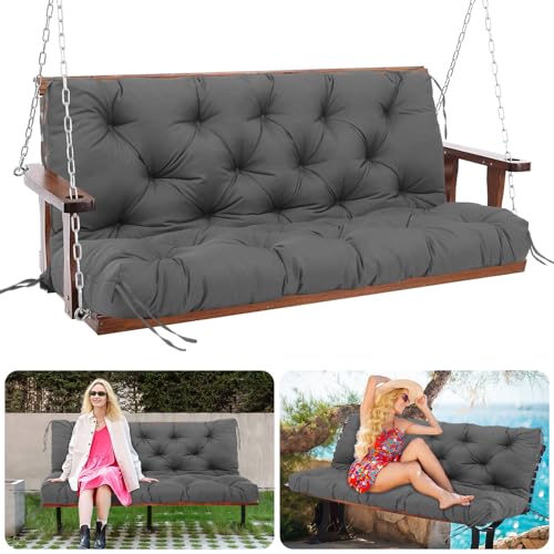 Porch Swing Cushions 48 inch Waterproof Outdoor Swing Cushion Replacement 2 Seater Thick 5in Patio Swing Cushions for Outdoor Furniture Bench (Dark Gray-48x40inch) - color: Dark Gray, size: 48x40x5inch