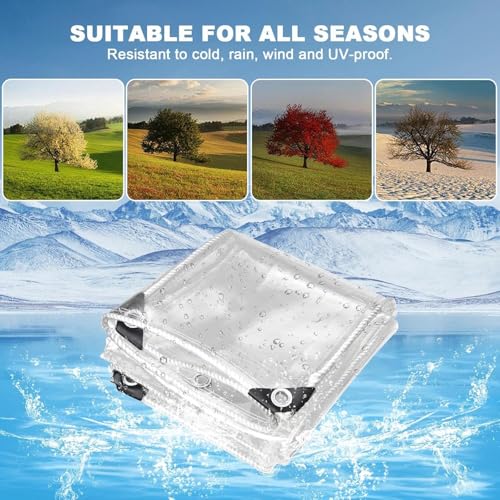 Heavy Duty Waterproof Clear Tarp-Thicken Clear Vinyl PVC Tarps Transparent Tarpaulin with Brass Grommets for Camping Patio Gazebo Outdoor-Tarp to Cover The Sun and Rain