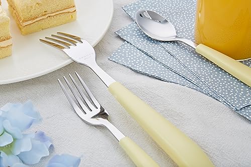 ANNOVA Silverware Set Stainless Steel Colorful Handle Tableware Kitchen Flatware Set Utensils, Includes Dinner Knives, Forks, Spoons, Salad Forks & Dessert Spoons (Yellow, 20 Pieces) - color: Yellow 20Pieces