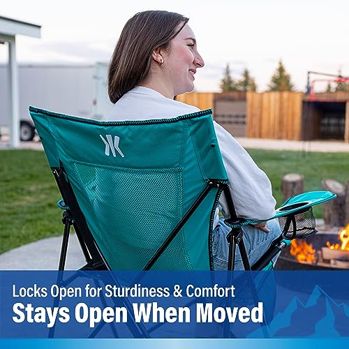 Kijaro Foldable Camping Chair, Vik Black, Polyester, Mesh, Steel, Portable, Durable, Unisex - color: Vik Black