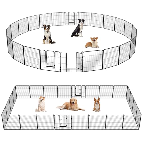 FDW Dog Playpen Dog Pen Dog Kennel 24 Panels 32 Inch Height Indoor Outdoor Folding Metal Portable Puppy Exercise Pen Heavy Duty Dog Fence for Yard Camping,Black - style: 24 Panels