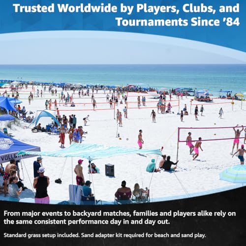 Park & Sun Sports Spectrum Classic: Adjustable Professional Outdoor Volleyball Net System - color: Denim Blue