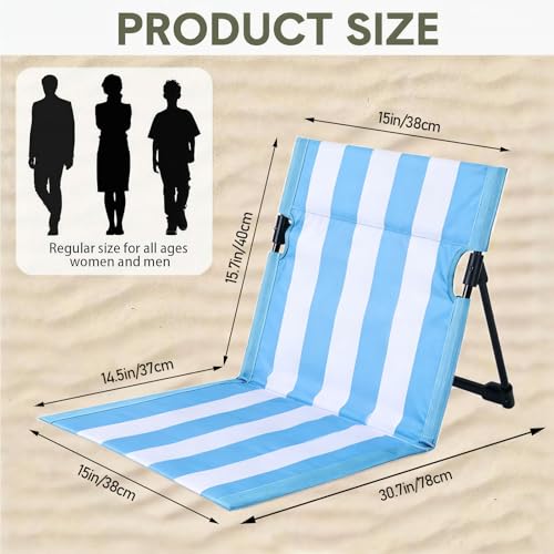 Stripes Foldable Pool Chair,Ultra-Light Portable Beach Chair with Carry Bag for Sunbathing Swimming Poolside Picnic Lawn Road Hiking Trips (1, Blue and White) - color: Blue and White