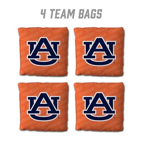 YouTheFan Officially-Licensed NCAA Set of 4 Cornhole Bags - All Weather Regulation 6” x 6” Size - 16oz Weight - Designed in USA - color: Auburn Tigers - Orange