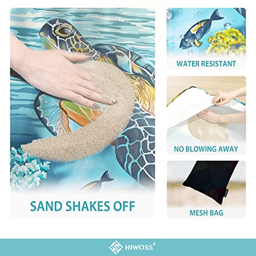 Beach Blanket Waterproof Sandproof Oversized 95”x 80”,Sand Free Beach Mat with Corner Pockets,Portable Mesh Bag for Beach Festival,Picnic,Travel and Outdoor Camping (Turtle Plus) - color: Turtle Plus
