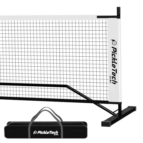 PICKLETECH 4.0 Slim Version Portable Pickleball Nets Outdoor Game 22 FT Pickleball Net-USAPA Regulation Size-Pickle Ball Net System with Carrying Bag for Driveway - color: Black, size: 22ft-4.0slim