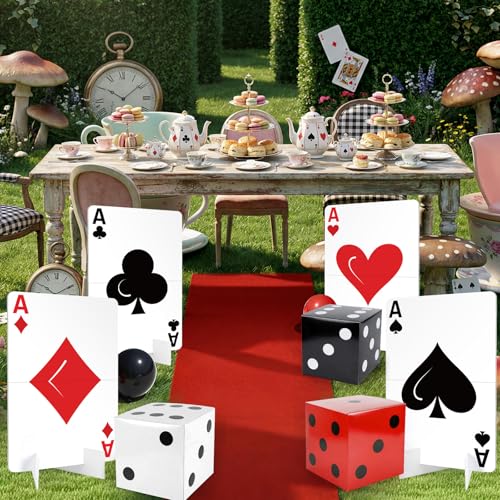 Casino Theme Party Decorations, Giant Poker Yard Sign with Large Casino Dice Boxes, Wonderland Lawn Sign for Poker Themed Party Decorations, Magician Birthday Decor Supplies