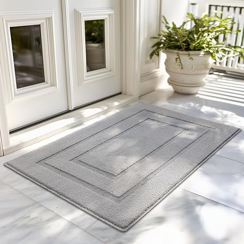 GRANNY SAYS Front Door Mat Indoor Entrance, Indoor Door Rugs for Entryway, Low-Profile, Non-Slip Rugs, Washable Floor Mat, 36x24, Grey - color: A-grey, size: 2' x 3' (Rectangular)