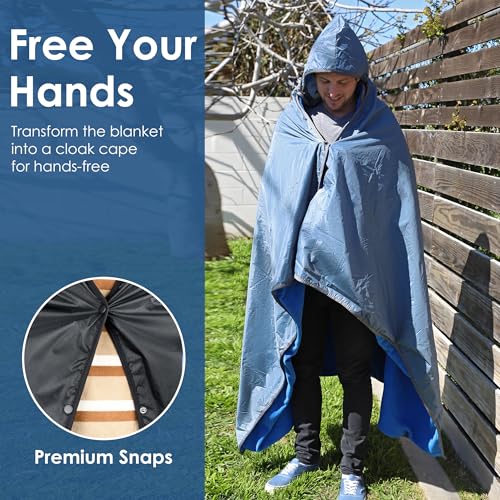 Catalonia Waterproof Stadium Blanket, Windproof Wearable Poncho for Football Sideline & Sports Events for Fans, Portable, Durable Outdoor Blanket for Camping & Tailgating - color: Grey / Blue