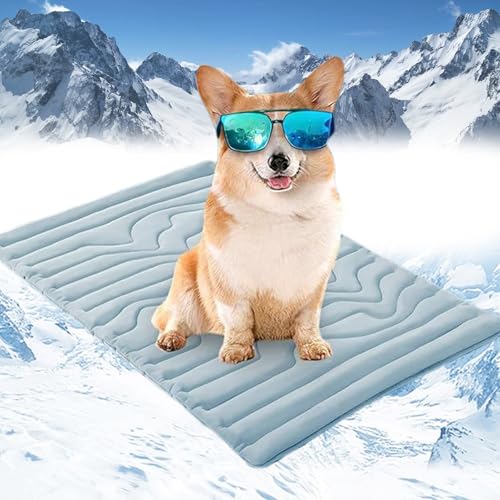 Cooling Mat, Dog Cooling Mat-4x More Effective, Gel-Free Self Washable Portable Pet Coolings Pad for Dogs & Cats Sleeping Mat, Keep for Pets (Blue,44 lbs or Less - Small or Medium Dog) - color: Blue, size: 44 lbs or less - Small or Medium Dog