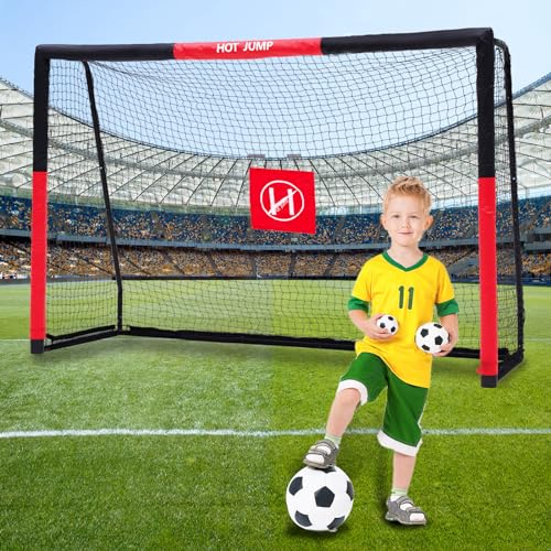 Soccer Goal for Backyard,6x4/8x5/10x6.5/12x6.5ft Metal Soccer, Soccer Goal for Kids 8-12, Soccer net with Zipper Design, Easy Assemble, Weatherproof Foam Padded Goal Post, Adults - style: 6'W×4'H