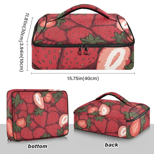 Casserole Carriers for Hot or Cold Food Reusable Casserole Dish Carrier Insulated Thermal Large Capacity Durable Perfect for Party Camping Family Gatherings Yellow Fish - color: Cartoon Red Strawberry