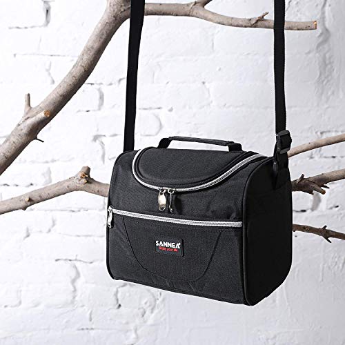 Insulated Cooler Lunch Bag 1.85gal/7L Black Reusable Lunch Box Tote for work Picnic Camping Gym Travel - color: 7L Black