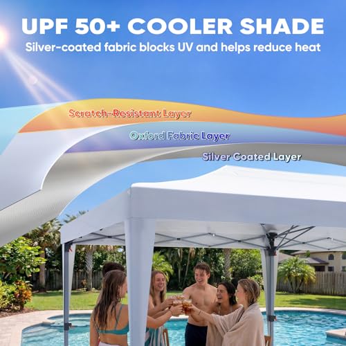 Quictent 10x20 Pop up Canopy Without Sidewalls Easy up Canopy Tent Instant Shelter with Windows for Outdoor Events Parties Weddings Commercials Vendors - color: White, size: 10x20 Without Sidewall