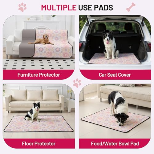 Washable Dog Pee Pads - Absorbent Reusable Puppy Training Pads, Waterproof Leak - Proof & Non - Slip for Crate Whelping Potty Training 48x48 (Pack of 2) - color: Pastel Multicolor, size: 48x48in(Pack of 2)