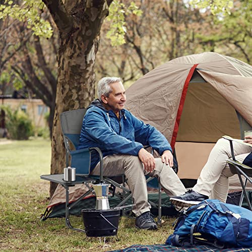 KOTEK Camping Directors Chair, Outdoor Folding Chair with Side Table, Cooler Bag & Storage Pocket, Supports 400 LBS, Portable Camp Chairs for Fishing, Picnic, Concert, Beach, Lawn, Patio (1, Blue) - color: Blue