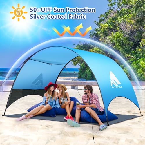 Beach Tent - Beach Shade Canopy Compact Fold (16.9x3.9″), Own Patent, 360° Ventilation, Large Side Storage Pocket, UV Protection Portable Sun Shelter for Beach (Blue, 106 * 65 * 61″) - size: 106*65*61″ without sail