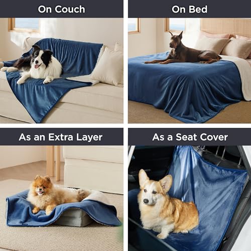 Bedsure Waterproof Dog Blankets for Small Dogs - Small Cat Blanket Washable for Couch Protection, Sherpa Fleece Puppy Blanket, Soft Plush Reversible Throw Furniture Protector, 25"X35", Blue - color: Blue, size: S(25x35")