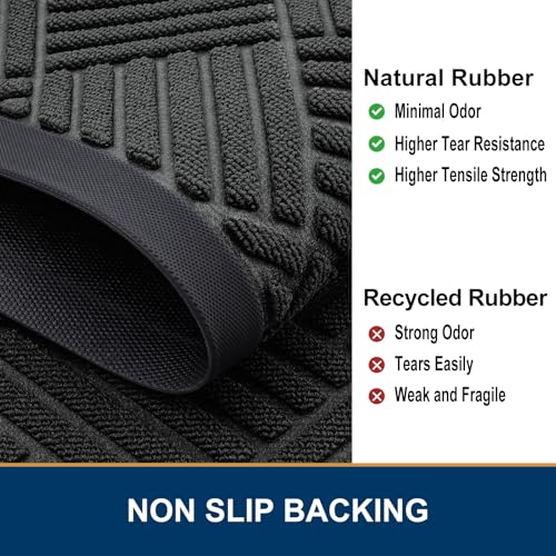 Smiry Front Door Mat Outside Entrance, Heavy Duty Outdoor Indoor Natural Rubber Doormat, Non Slip, Trap Dirt and Moisture, Easy Clean, Low Profile Patio Porch Entryway Mat, 59x35, Black - color: Black, size: 59" X 35"
