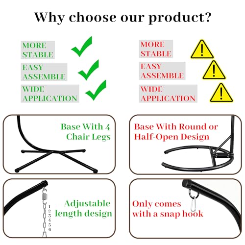 Hammock Stand Heavy Duty Steel - Outdoor Indoor Universal Haning Stand Only for Hammock Chairs, Sensory Swings & Egg Chairs,Supports Up to 350 lbs