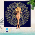 Beach Blanket Waterproof Sandproof 78''×81'' Large Suits 1-5 Adults Oversized Lightweight Picnic Mat Beach Blanket Water Resistant for Camping Hiking Travel Picnic - color: Navy Mandala, size: 78''x81''