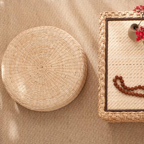 Tatami Floor Pillow Sitting Cushion Bigger Size,Round Padded Room Floor Straw Mat for Outdoor Seat Cushion Sitting for Adults, Tatami Pillow for Living Room,Fast Delivery from USA 40cm