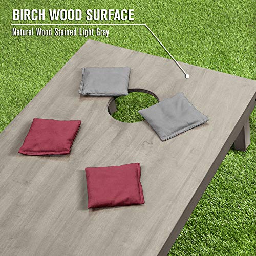 GoSports 4 ft x 2 ft Regulation Size Wooden Cornhole Boards Set - Includes Carrying Case and Bean Bags (Choose Your Colors) Over 100 Color Combinations - color: Gray & Burgundy