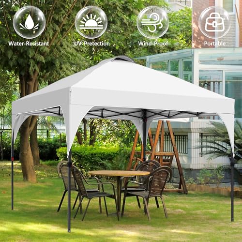 GDY 10x10 Easy Set Up Camping Canopy, Pop Up Tent with 4 Piece Sidewalls, Easy Up Canopy for Events, Parties, Gatherings, Camping, White. - color: White, size: 10x10