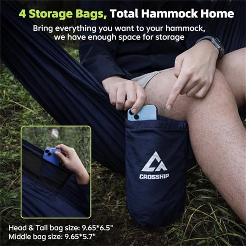 Camping Hammock with Mosquito Net, 2 Person Hammock Bug Net, Portable, Parachute Nylon for Outdoor, Camping, Hiking, Backpacking, Backyard, Beach, Travel (Hold Up to 500lbs) (Midnight Blue) - color: Midnight Blue
