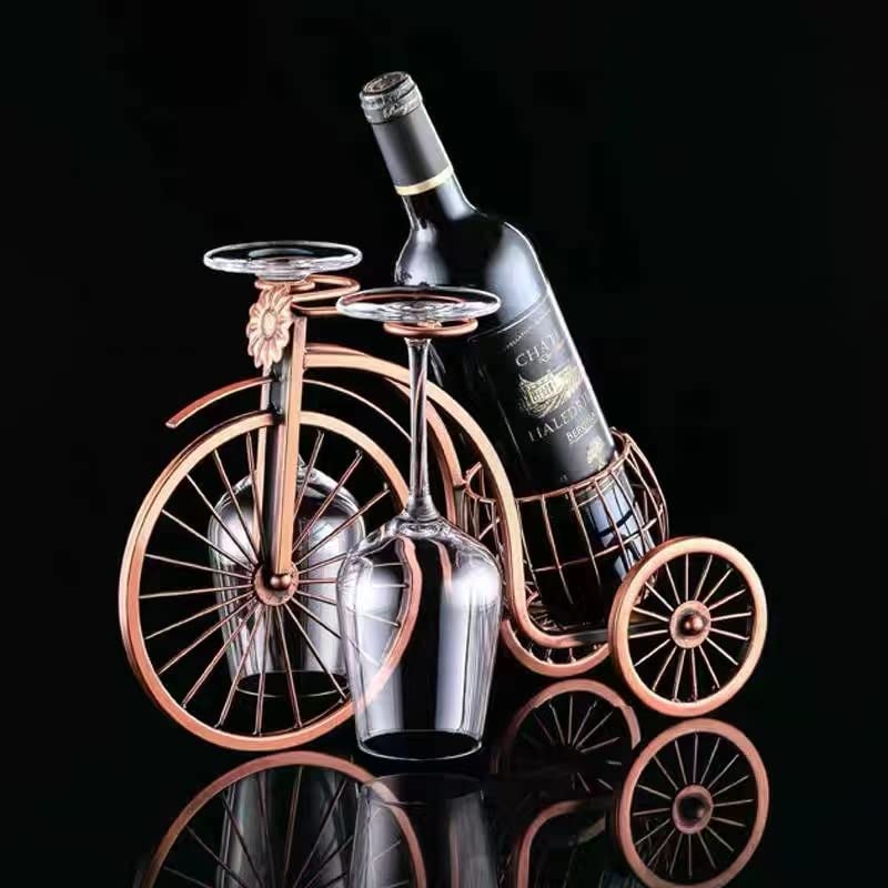 Single Bike Wine Bottle Holder with Glass holer - size: Large