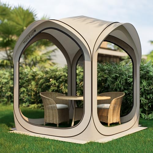 Pop-Up Screen Tent with Mesh Walls – Instant Portable Outdoor Shelter with Carry Bag for Camping, Patio, Backyard, Deck, Beach – 6×6 FT, Beige - color: Beige, size: 6x6 FT