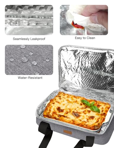 Vuudh Expandable Casserole Carrier Bag, Double Deckered Insulated Food Bag for 2 Dishes, Hot Cold Lasagna Holder Tote for Picnic, Potluck, Travel - color: Expandable-gery