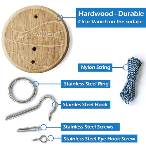 Hook and Ring Toss Game Swing Game DIY Kit -Stainless Steel Ring, Polyester Rope and Hardware - style: Basketball O