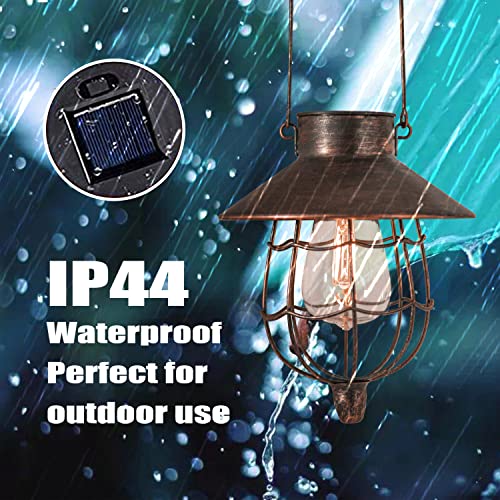 YAKii 2 Pack Solar Lantern Hanging Waterproof Outdoor Metal Solar Lamp with Warm White Light Decorate for Yard Garden Pathway Patio Porch Decor (Antique Copper) - style: Copper-2pack