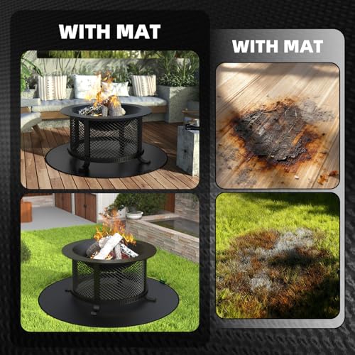 36" Round Fire Pit Mat - Double-Sided Heavy Duty Fire Resistant Waterproof Oil-Proof Grill Mat, Thick Deck Patio Lawn Protector, Easy Clean BBQ Floor Mat for Outdoor Fire Pit - color: Thicken