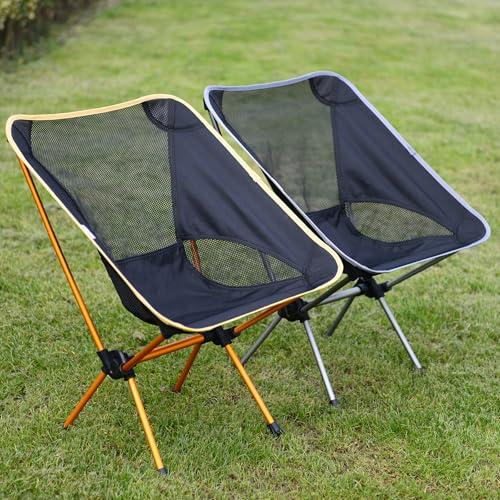 Wind Tour Portable Camping Chair Lightweight Foldable Outdoor Chair for Hiking Camp Backpacking Lawn Beach Fishing Picnic with Carry Bag (Silver - Ultra Light) - color: Silver - Ultra Light