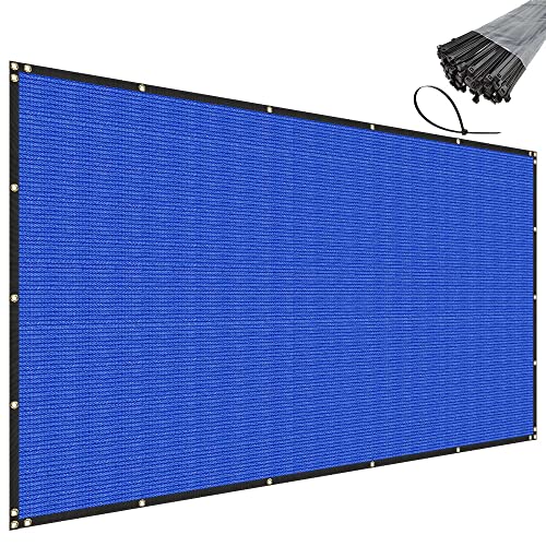 SunnyRoyal 6' x 2' Blue Privacy Fence Screen Heavy Duty Windscreen Mesh Fencing Shade Fabric with Brass Grommets for Outdoor Fence Garden Patio Swimming Pool - color: Blue, size: 6' x 2'